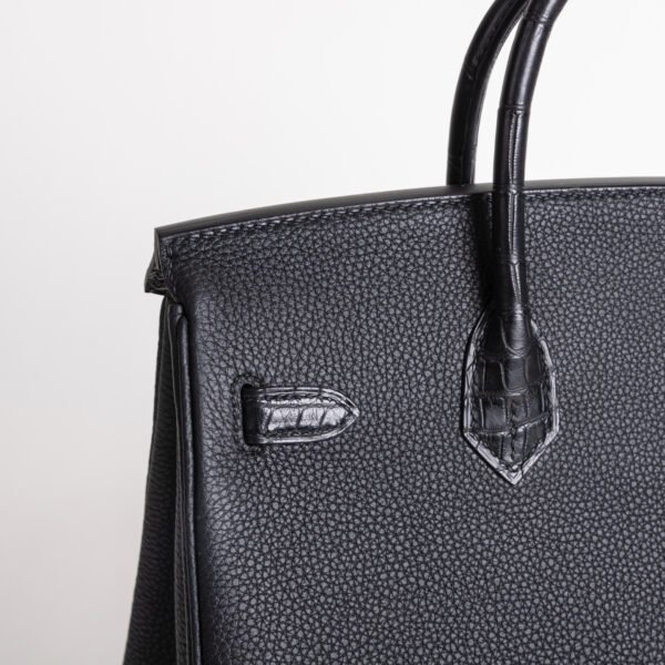 Full Handmade Togo / Matte Crocodile Birkin Touch 25CM CK89 Noir Gold Hardware