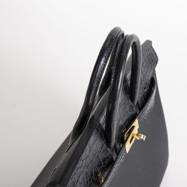 Full Handmade Togo / Matte Crocodile Birkin Touch 25CM CK89 Noir Gold Hardware