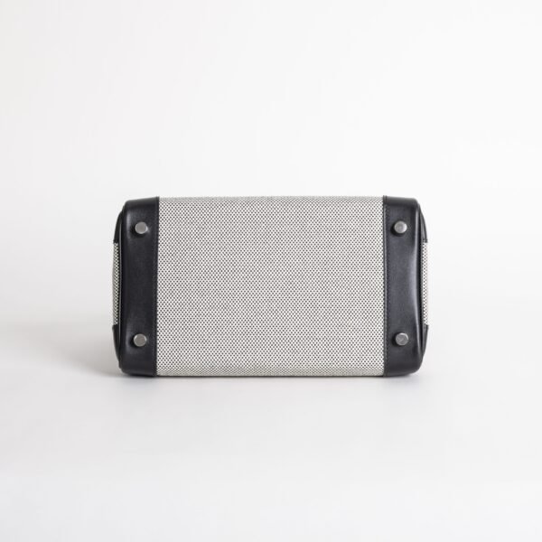 UK London Birkin 25CM CK89 Noir Calf Leather / Canvas Silver Hardware