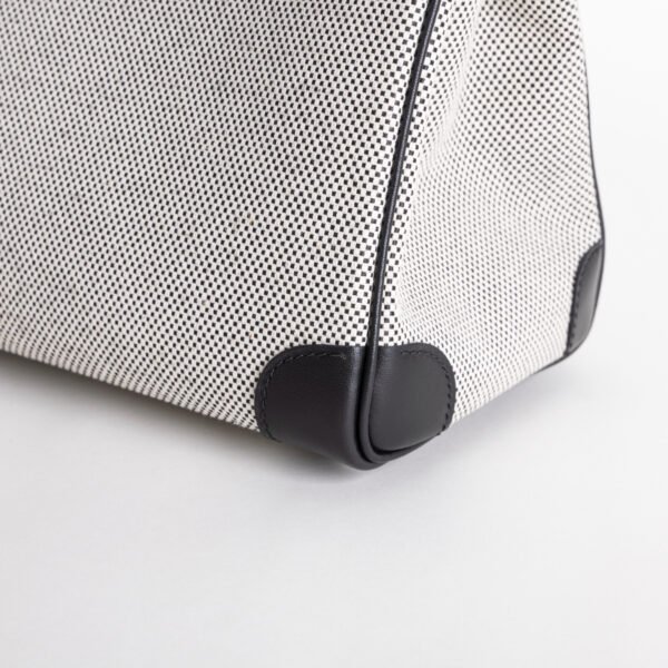 UK London Birkin 25CM CK89 Noir Calf Leather / Canvas Silver Hardware