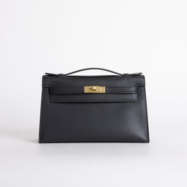 Canada Toronto Kelly Pochette 22cm Swift Leather CC89 Noir Gold Hardware