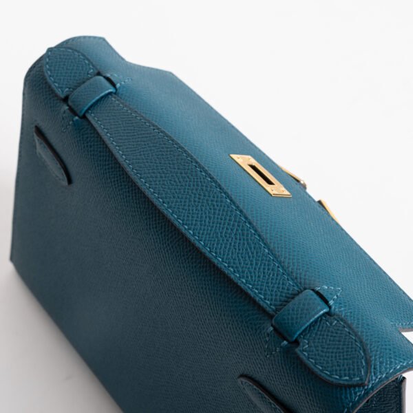 Full Handmade Vert Bosphore Epsom Leather Kelly Pochette 22cm Clutch Bag Gold Hardware