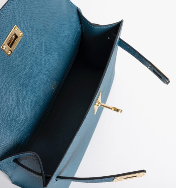 Full Handmade Vert Bosphore Epsom Leather Kelly Pochette 22cm Clutch Bag Gold Hardware