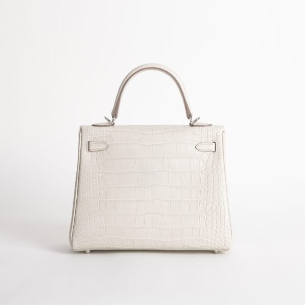 Luxury Handbag Matte Alligator Crocodile Kelly 25CM 8L Beton Silver Hardware