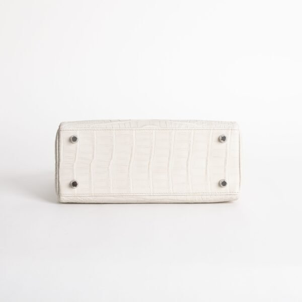 Luxury Handbag Matte Alligator Crocodile Kelly 25CM 8L Beton Silver Hardware