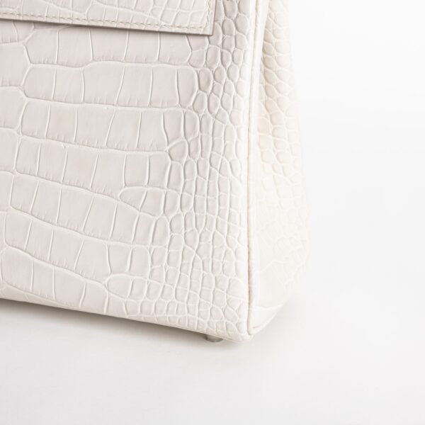 Luxury Handbag Matte Alligator Crocodile Kelly 25CM 8L Beton Silver Hardware