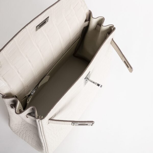 Luxury Handbag Matte Alligator Crocodile Kelly 25CM 8L Beton Silver Hardware