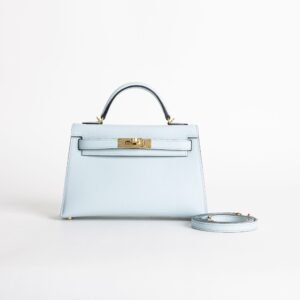 Hermes Bag Price Mini Kelly 19CM Epsom Leather T0 Blue Brume Gold Hardware