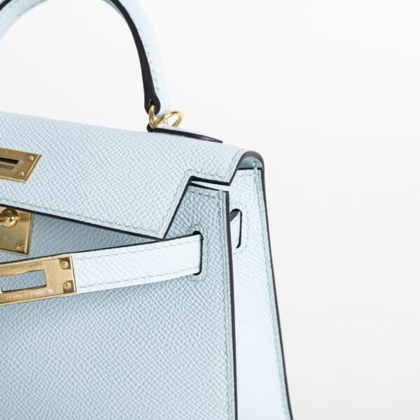 Hermes Bag Price Mini Kelly 19CM Epsom Leather T0 Blue Brume Gold Hardware