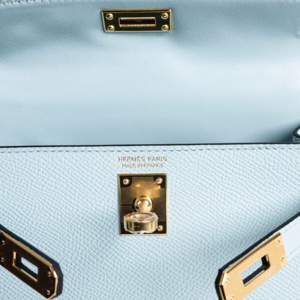 Hermes Bag Price Mini Kelly 19CM Epsom Leather T0 Blue Brume Gold Hardware