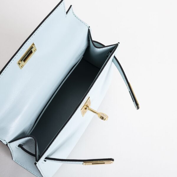 Hermes Bag Price Mini Kelly 19CM Epsom Leather T0 Blue Brume Gold Hardware