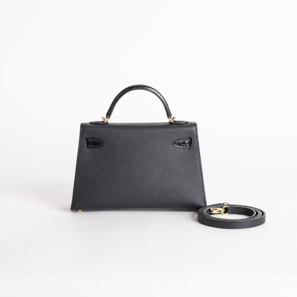 Full Handmade Mini Kelly Touch 19CM Epsom / Crocodile Leather CC89 Noir Gold Hardware
