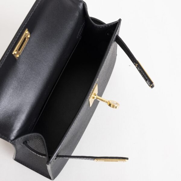 Full Handmade Mini Kelly Touch 19CM Epsom / Crocodile Leather CC89 Noir Gold Hardware