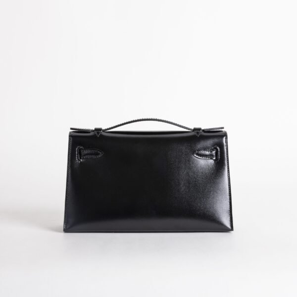 Hermes Clutch Kelly Pochette 22cm So Black 89 Noir Box Leather Black Hardware