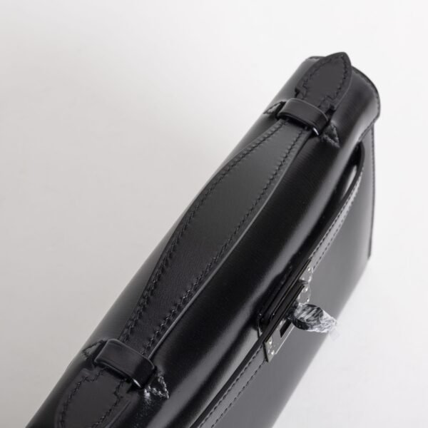 Hermes Clutch Kelly Pochette 22cm So Black 89 Noir Box Leather Black Hardware