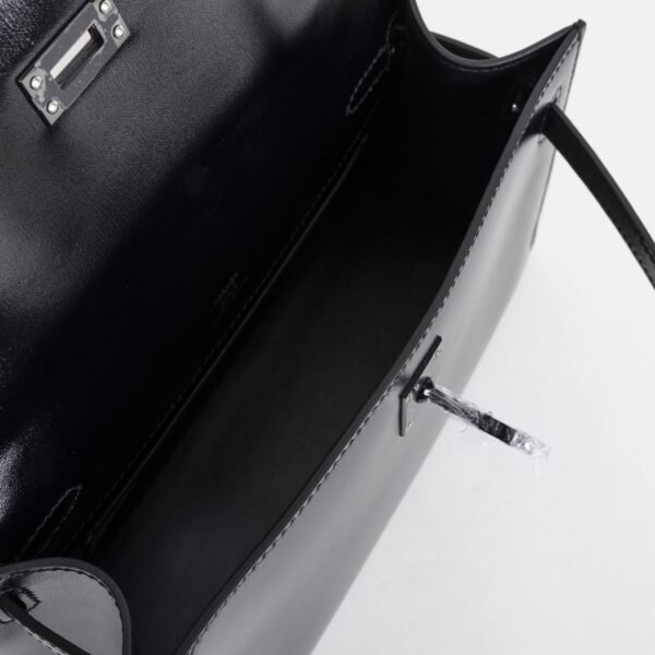 Hermes Clutch Kelly Pochette 22cm So Black 89 Noir Box Leather Black Hardware