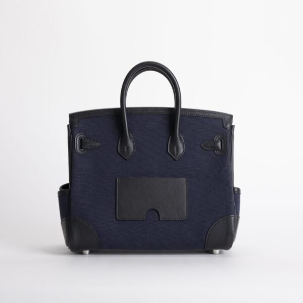 wsxc1739891585053_1-scaled-1 Hermens Birkin Cargo 25CM 89 Noir Calf Leather / Deep Blue Canvas Silver Hardware