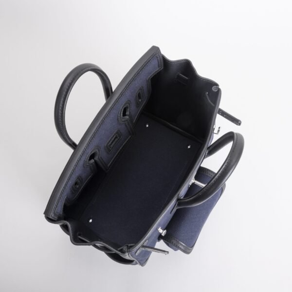 wsxc1739891585053_5-scaled-1 Hermens Birkin Cargo 25CM 89 Noir Calf Leather / Deep Blue Canvas Silver Hardware