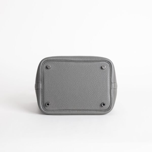 USA New York Picotin 18CM Clemence Leather 0L Gris Meyer Women’s Tote Bag Silver Hardware