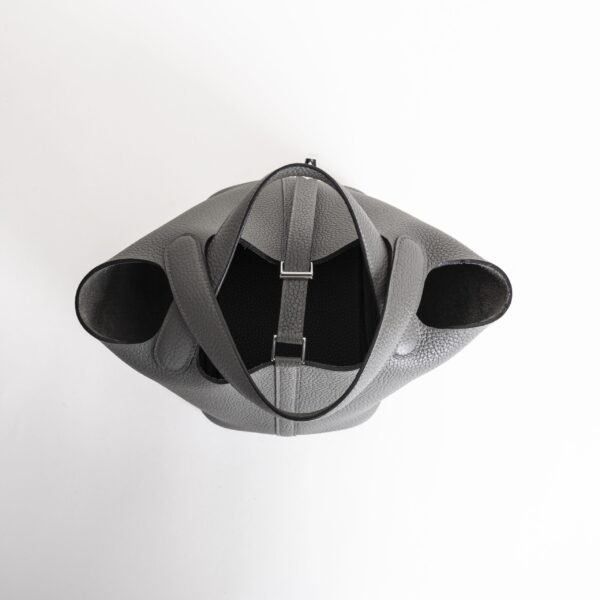 USA New York Picotin 18CM Clemence Leather 0L Gris Meyer Women’s Tote Bag Silver Hardware