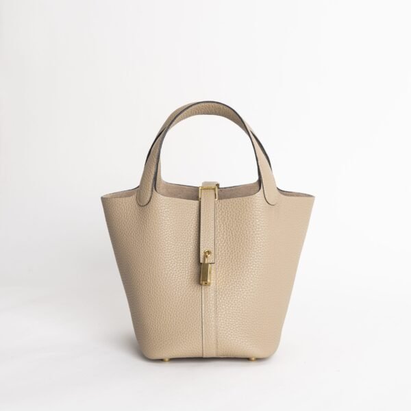 Full Handmade Hermes Picotin Lock 18CM S2 Gris Trench Clemence Leather Gold Hardware