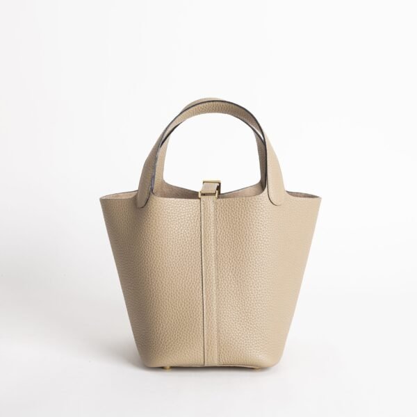 Full Handmade Hermes Picotin Lock 18CM S2 Gris Trench Clemence Leather Gold Hardware