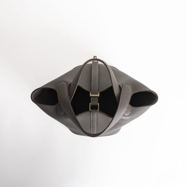 Hermes Bag Images Picotin Lock 18CM Clemence Leather 8F Etain Gold Hardware