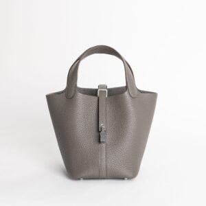 UK London Hermes Picotin Lock 18CM Clemence Leather 8F Etain Silver Hardware