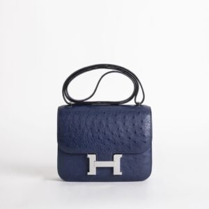 wsxc1740500967268_0-scaled-1 UK London Hermes Constance 18CM Ostrich Leather CK73 Blue Saphir Silver Hardware