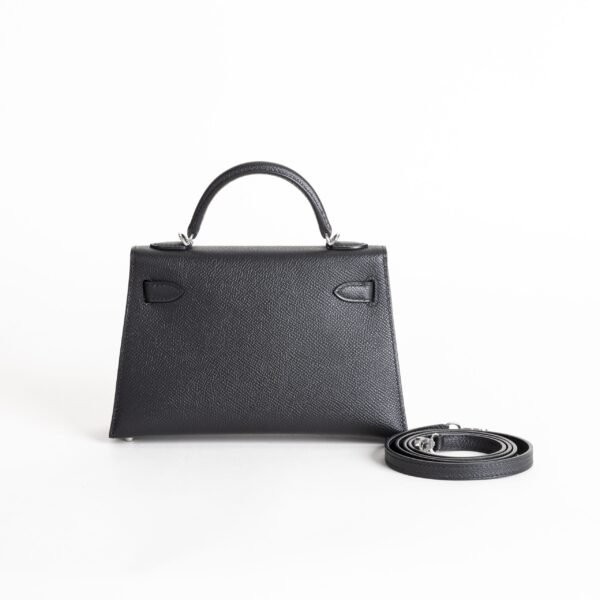 Hermes Bag Price Mini Kelly 19CM Epsom Leather CK89 Noir Silver Hardware