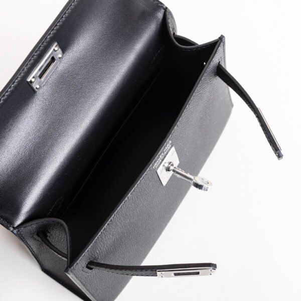 Hermes Bag Price Mini Kelly 19CM Epsom Leather CK89 Noir Silver Hardware