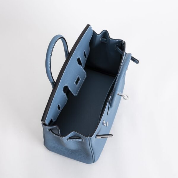 Women’s Tote Bag Birkin 25CM Togo Leather CK75 Blue Jean Silver Hardware