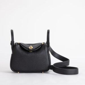 Australia Canberra Hermes Mini Lindy 19CM Clemence Leather CC89 Noir Gold Hardware
