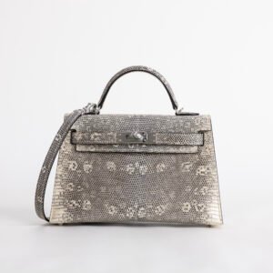 Australia Sydney Hermes Mini Kelly 19CM 1B Ombre Lizard Leather Silver Hardware
