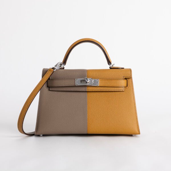 wsxc1742482939385_0-1 Hermes Evening Bag Mini Kelly 19CM Eosop Leather 2S Sesame & 18 Etoupe Silver Hardware