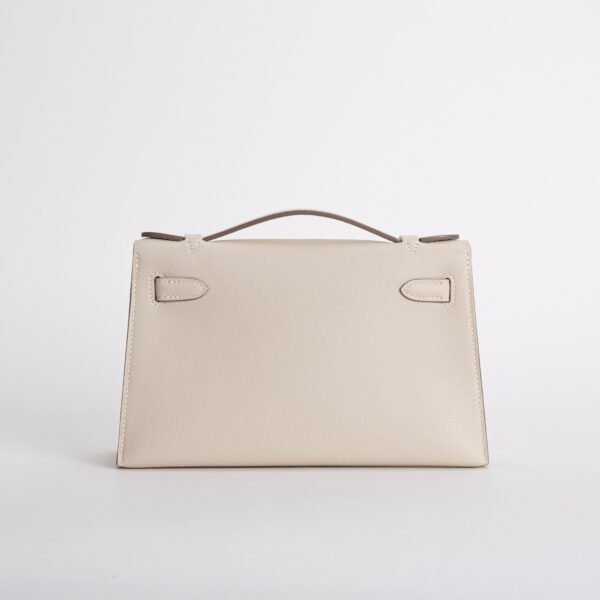 Hermes Clutch Bag Kelly Pochette 22CM Swift Leather CK10 Craie Silver Hardware