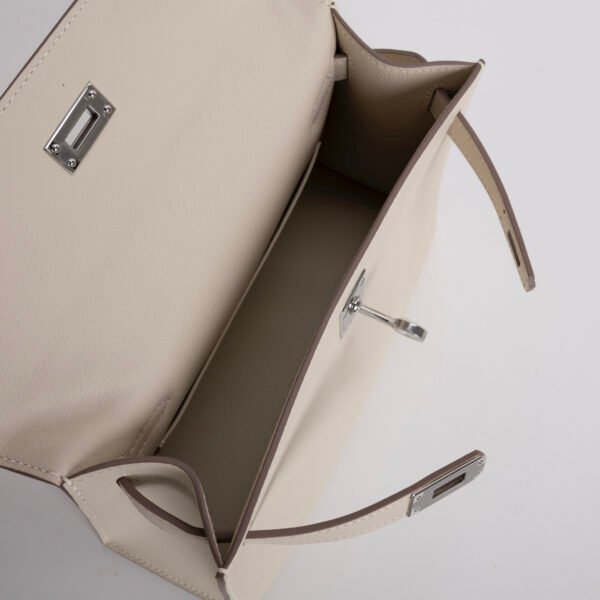 Hermes Clutch Bag Kelly Pochette 22CM Swift Leather CK10 Craie Silver Hardware