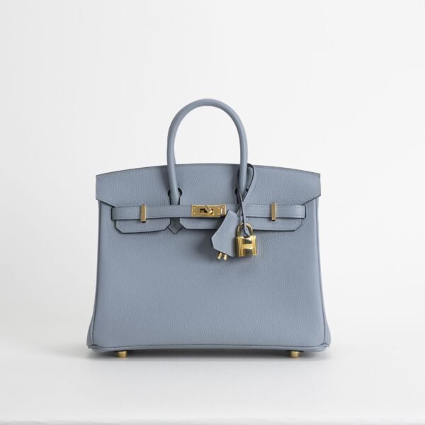 USA New York Hermes Birkin 25CM Togo Leather J7 Blue Lin Gold Hardware