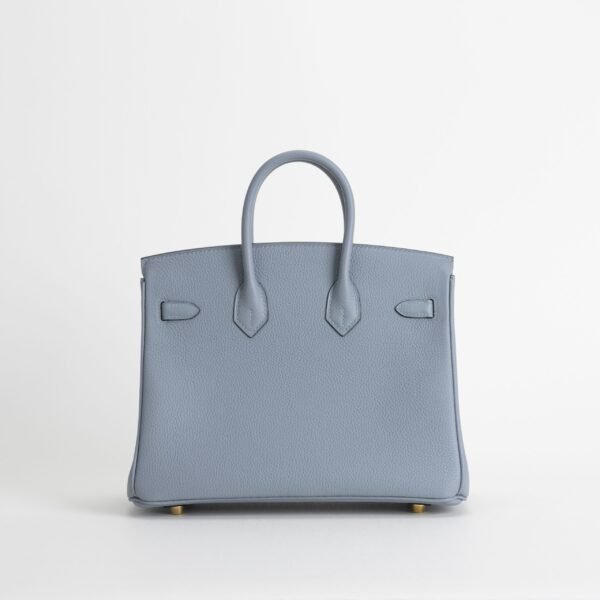 USA New York Hermes Birkin 25CM Togo Leather J7 Blue Lin Gold Hardware