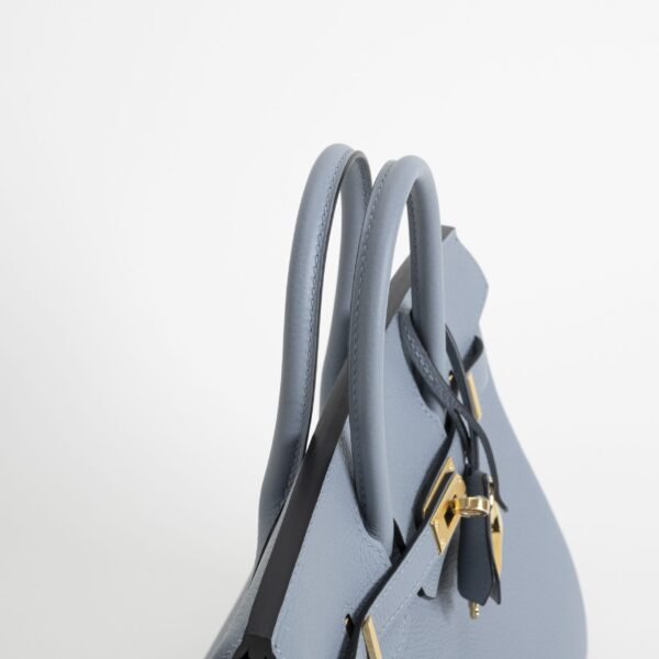 USA New York Hermes Birkin 25CM Togo Leather J7 Blue Lin Gold Hardware