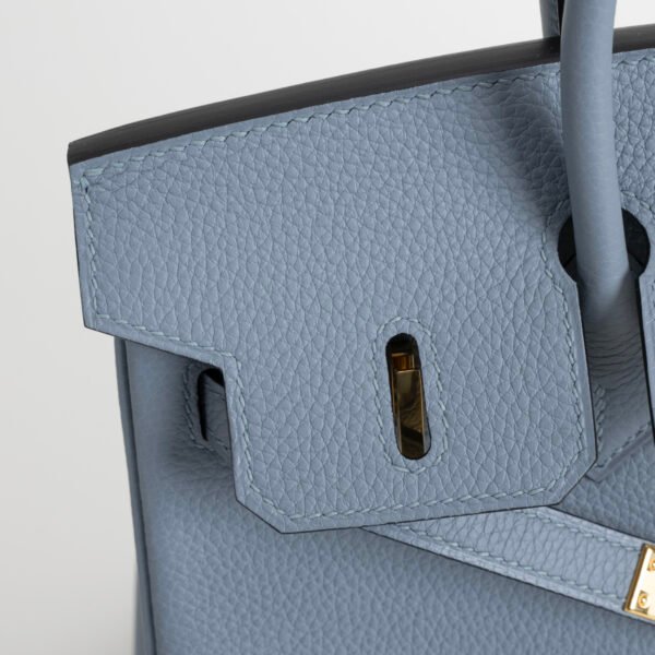 USA New York Hermes Birkin 25CM Togo Leather J7 Blue Lin Gold Hardware