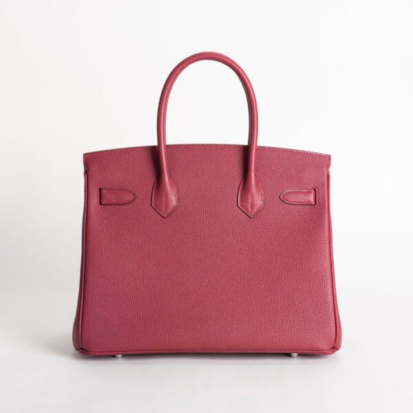 USA New York Hermes Birkin 30CM Togo Leather K1 Rouge Casaque Silver Hardware