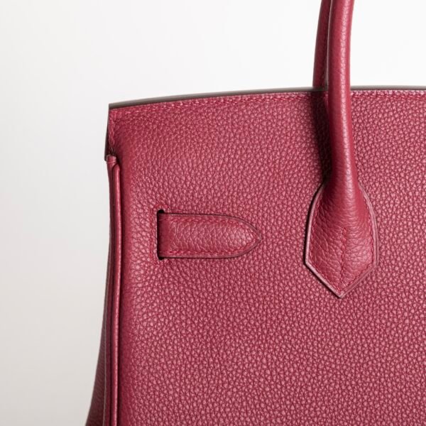 USA New York Hermes Birkin 30CM Togo Leather K1 Rouge Casaque Silver Hardware