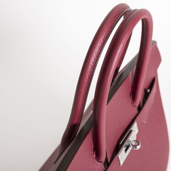 USA New York Hermes Birkin 30CM Togo Leather K1 Rouge Casaque Silver Hardware