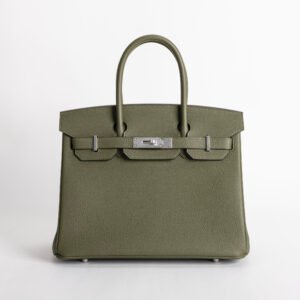Women’s Tote Bag Hermes Birkin 30CM Togo Leather CK61 Vert Olive Silver Hardware