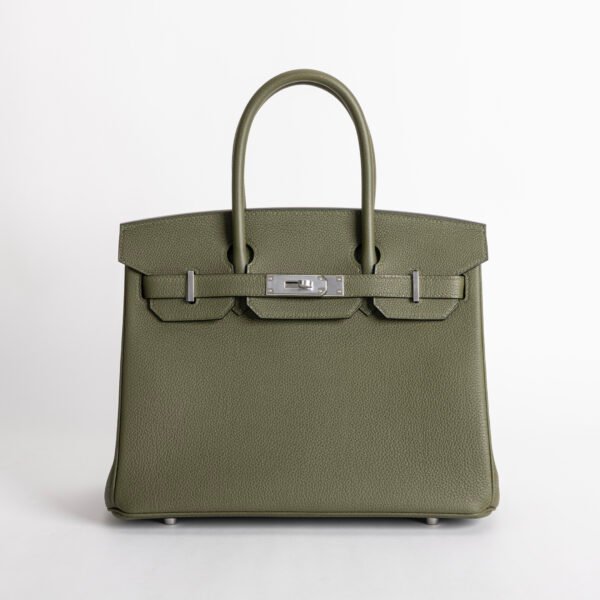 Women’s Tote Bag Hermes Birkin 30CM Togo Leather CK61 Vert Olive Silver Hardware