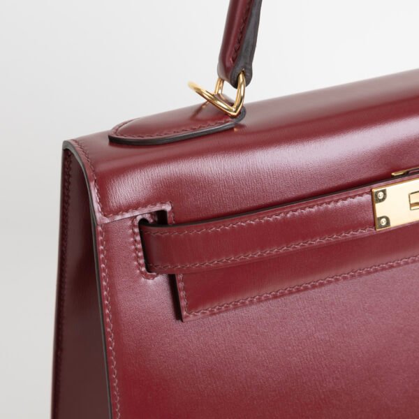 Hermes Kelly Sellier 28CM Box Leather CC55 Rouge H Gold Hardware