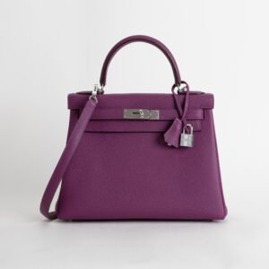 wsxc1744646195022_0 Women’s Bag Hermes Togo Leather Kelly 28CM P9 Anemone Silver Hardware