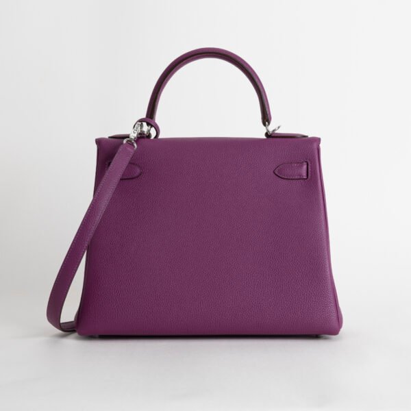 Women’s Bag Hermes Togo Leather Kelly 28CM P9 Anemone Silver Hardware