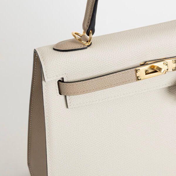 Canada Toronto Hermes Kelly Sellier 25CM Epsom Leather CC10 Craie / S2 Gris Trench Gold Hardware